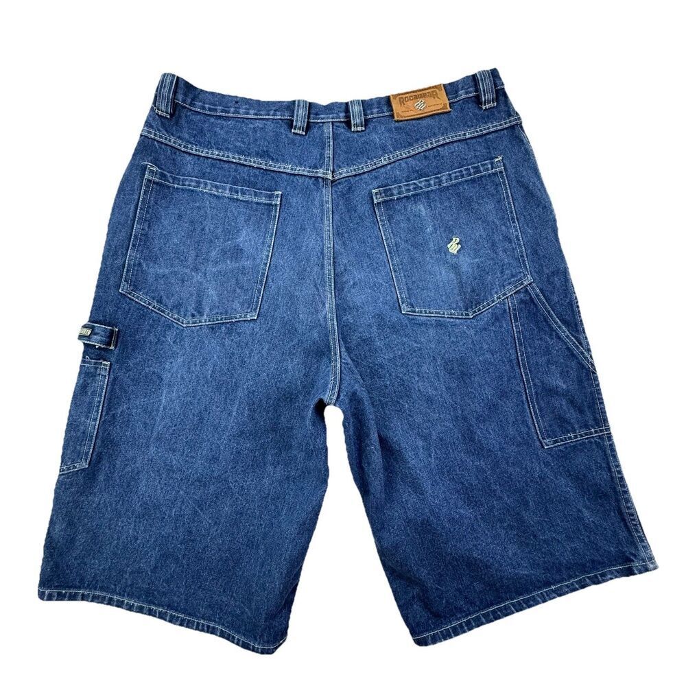 Rocawear Denim Carpenter Shorts Mens 42 Blue Baggy Y2K Skater Hip Hop